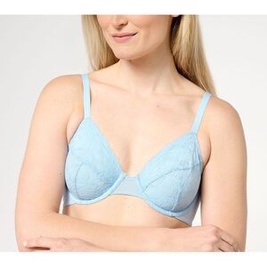 Fashion Women's Bra Sz 42B All Worthy Lace Unlined Underwire Blue A275010